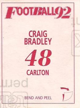 1992 Select AFL Stickers #48 Craig Bradley Back